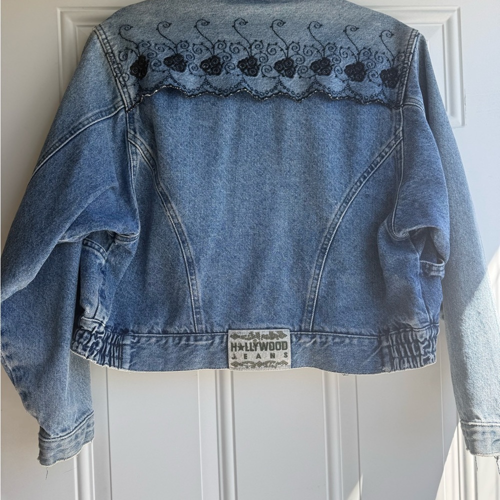 Women's Light Blue Embroidered Denim Jacket